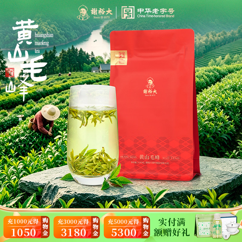 2026新茶谢裕大明前头采黄山毛峰盛世6000袋自饮绿茶100g官方旗舰