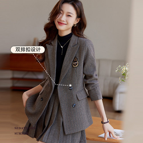 秋季新款小个子毛呢酷飒风套装裙