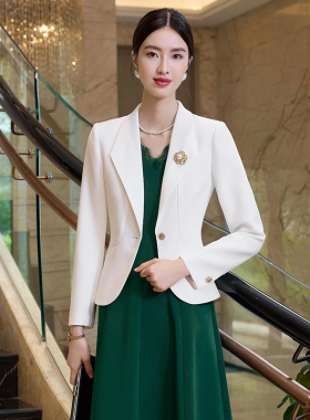 白色短款西装外套女2025新款春秋高级感气质职业装工作服西服通勤