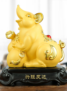 招财金鼠摆件十二生肖鼠年吉祥物客厅酒柜玄关装饰品乔迁新居礼物