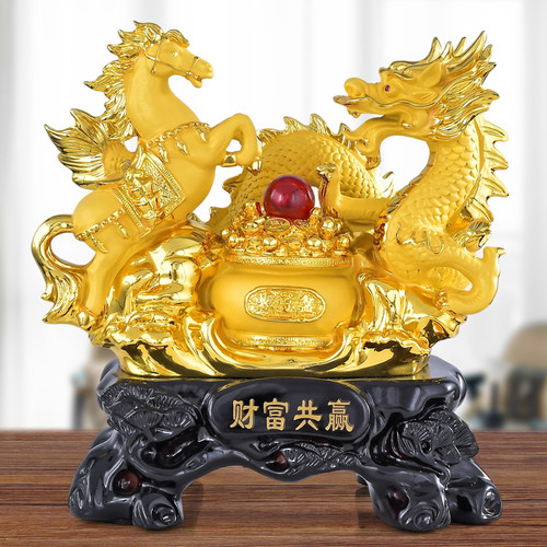 财富共赢龙马精神招财摆件商务送礼公司前台办公室桌面装饰品礼品