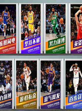 蓝球体育明星NBA卧室男孩房间科比门贴自粘木门翻新贴纸玻璃橱柜