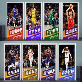 蓝球体育明星NBA卧室男孩房间科比门贴自粘木门翻新贴纸玻璃橱柜