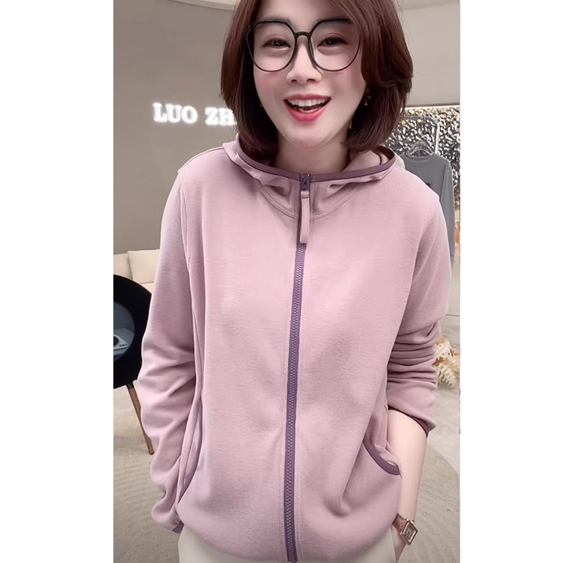 2025年秋季新款百搭舒适宽松显瘦时尚减龄休闲卫衣连帽开衫外套女