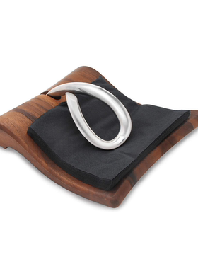 Yerak 德国进口合欢木不休钢创意艺术桌面餐桌纸巾架