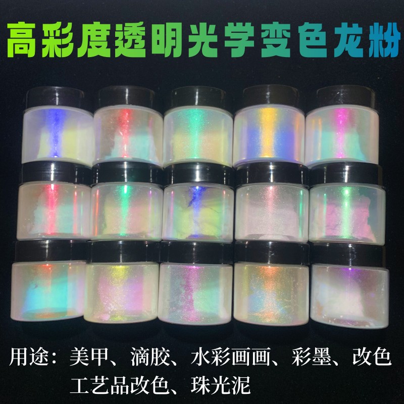 贵妇粉幻彩粉变色透明美甲墨镜粉