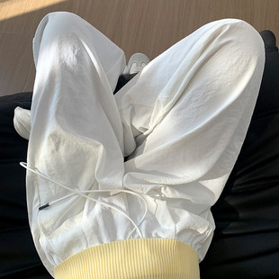 女白色冰丝弯刀裤 速干山本运动裤 2026新款 直筒宽松阔腿裤 薄款 夏季