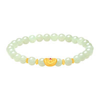 Chow Tai Fook Gold bracelet and Hetian jade bracelet for women, pure gold fortune-telling beads, red agate, Happy persimmon continuous birthday gift thumbnail 4