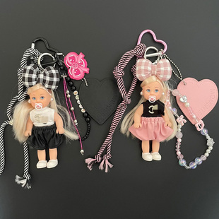 春上新ins风甜美芭比挂件韩国爆火时尚娃娃包挂饰钥匙扣