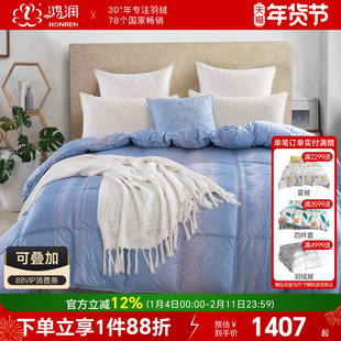 鸿润家纺90%羽绒被灰鸭绒加厚保暖被子冬季双人提花被芯床上用品