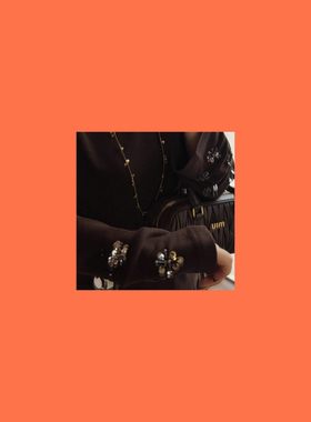 MX 4色手工钉珠莱赛尔羊毛圆领针织T恤裸感宽松休闲长袖上衣