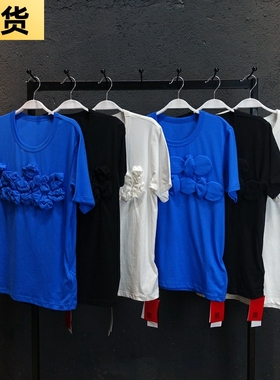 现货 MONA网红重工黑白蓝色短袖t恤女士夏气质别致上衣设计感小众