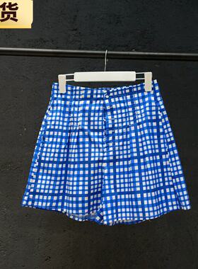 小蓝短裤女阔腿休闲裤