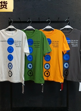 现货 MONA绿灰白橙色宽松甜酷甜美短袖上衣t恤女体恤女士夏季薄款