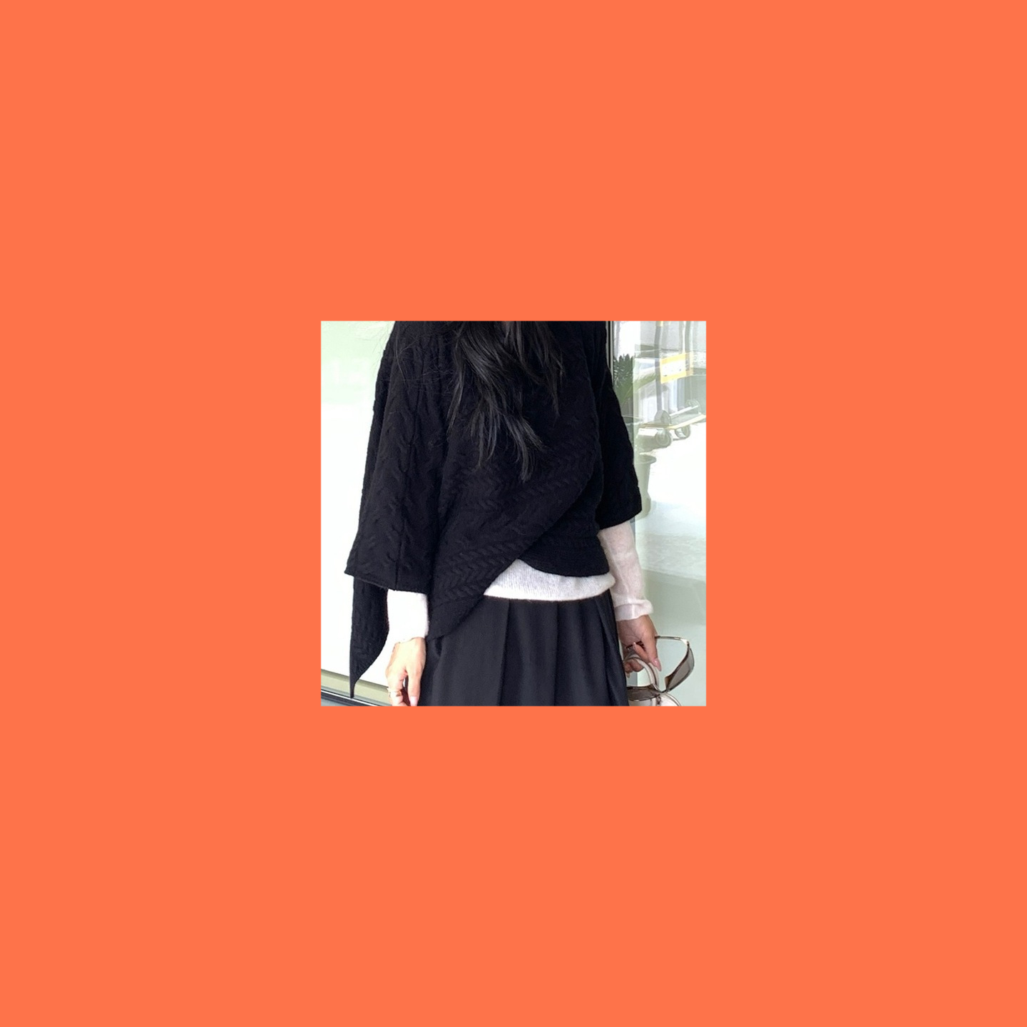 耳朵 一裹出门 秋日慵懒100羊毛软糯斗篷式外搭上衣双面绞花