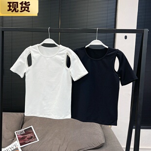 【现货】大喜庆 小心机设计镂空性感紧身上衣 短袖恤女