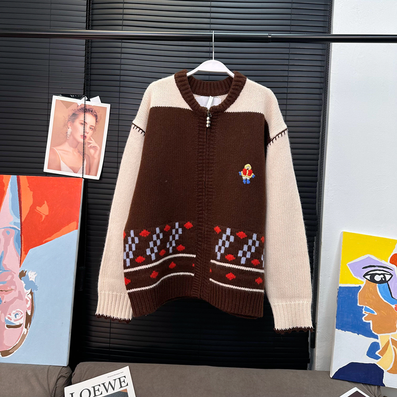 章章10/31 重磅手绣棒针复古100羊毛开衫毛衣