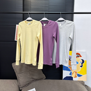 【MS 11/28新品】秒变小骨架修身罗纹长袖T恤 三色入