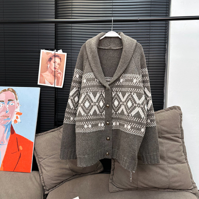 【12/27新品】. c伟霆老婆们的绵羊毛bc青果领费尔岛毛衣