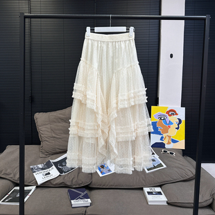 MX 重工网纱多层拼接 多裁片蕾丝灵动波点蓬蓬蛋糕仙女裙女