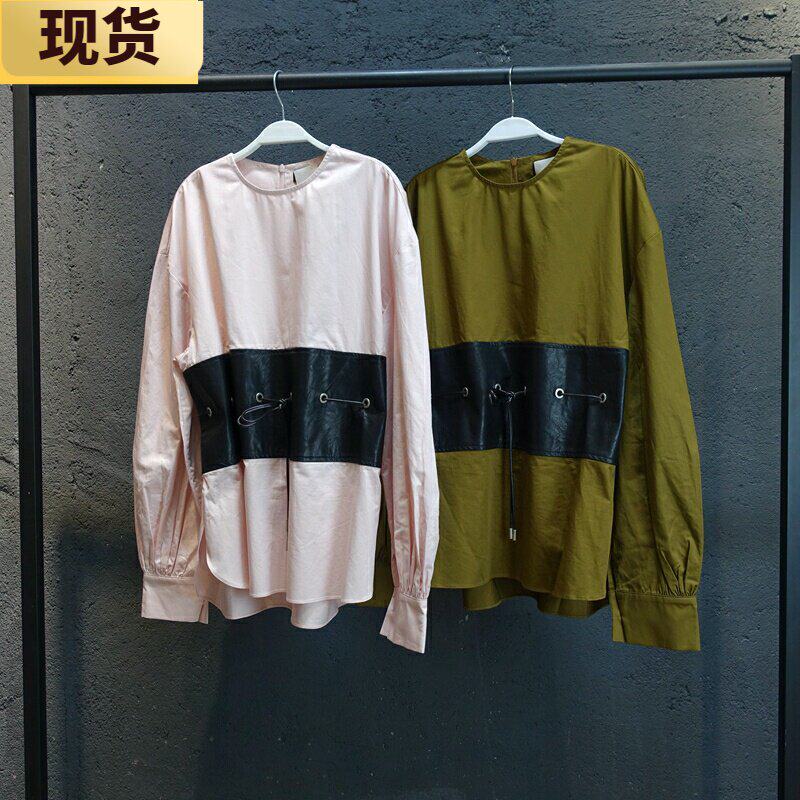 收腰拼接女士小众高端风衬衣