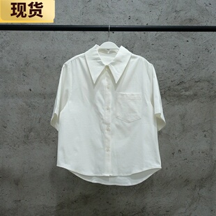 【现货】VC白色衬衫女夏新款韩版宽松很仙的上衣设计感短袖衬衣