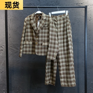 MONA格子西装套装女气质秋季新款时尚休闲复古炸街小西服两件套
