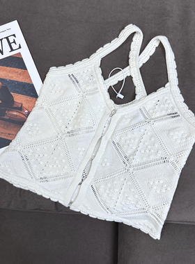 THEcoco吊带立体绞花针织背心女小众设计感无袖辣妹上衣