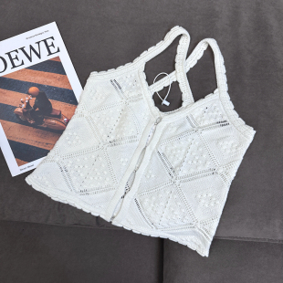 THEcoco吊带立体绞花针织背心女小众设计感无袖 辣妹上衣