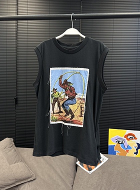 【出货中】章章/风格不被定义boyish感时髦高织无袖贴布印花T恤