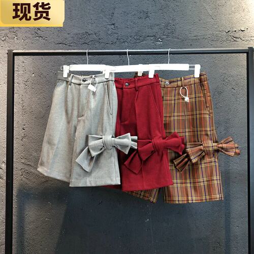 【现货】MONA蝴蝶结短裤秋冬款女外穿秋冬季新款女士时尚洋气