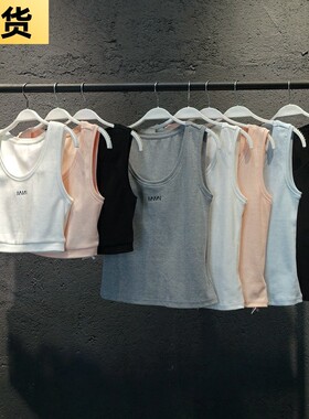 MONA◆5/2新款黑白粉灰色 小吊带打底短款无袖背心女士 夏季外穿