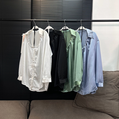 黑白色小个子休闲女士薄款衬衫