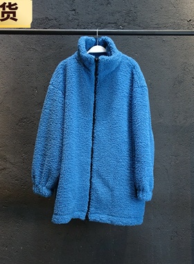 【现货】VC蓝色立领羊羔毛外套女秋冬新款宽松休闲长袖上衣