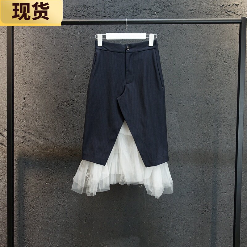 【现货】MONA春秋款新款 黑色短裙网纱开叉半身裙设计感小黑裙