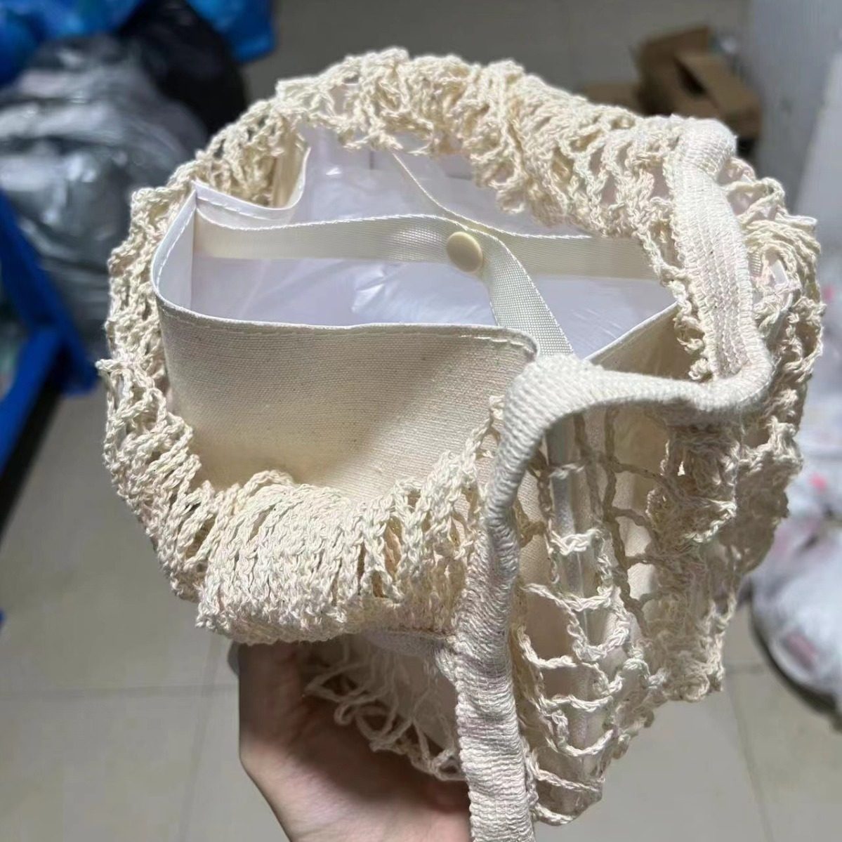 严选小红书热销款两件套全棉休闲网兜包购物网袋编织网格袋手提袋,收纳整理,购物篮,淘宝优惠券,粉丝福利购,淘宝优惠卷