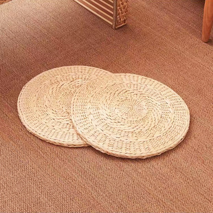 手工草编蒲团坐垫 蒲草垫地垫拜佛飘窗垫 圆形日式纯色飘窗垫