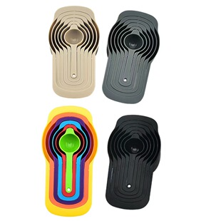 现货五彩PP塑料厨用咖啡量勺套装厨房烘焙量匙折叠量杯六件套