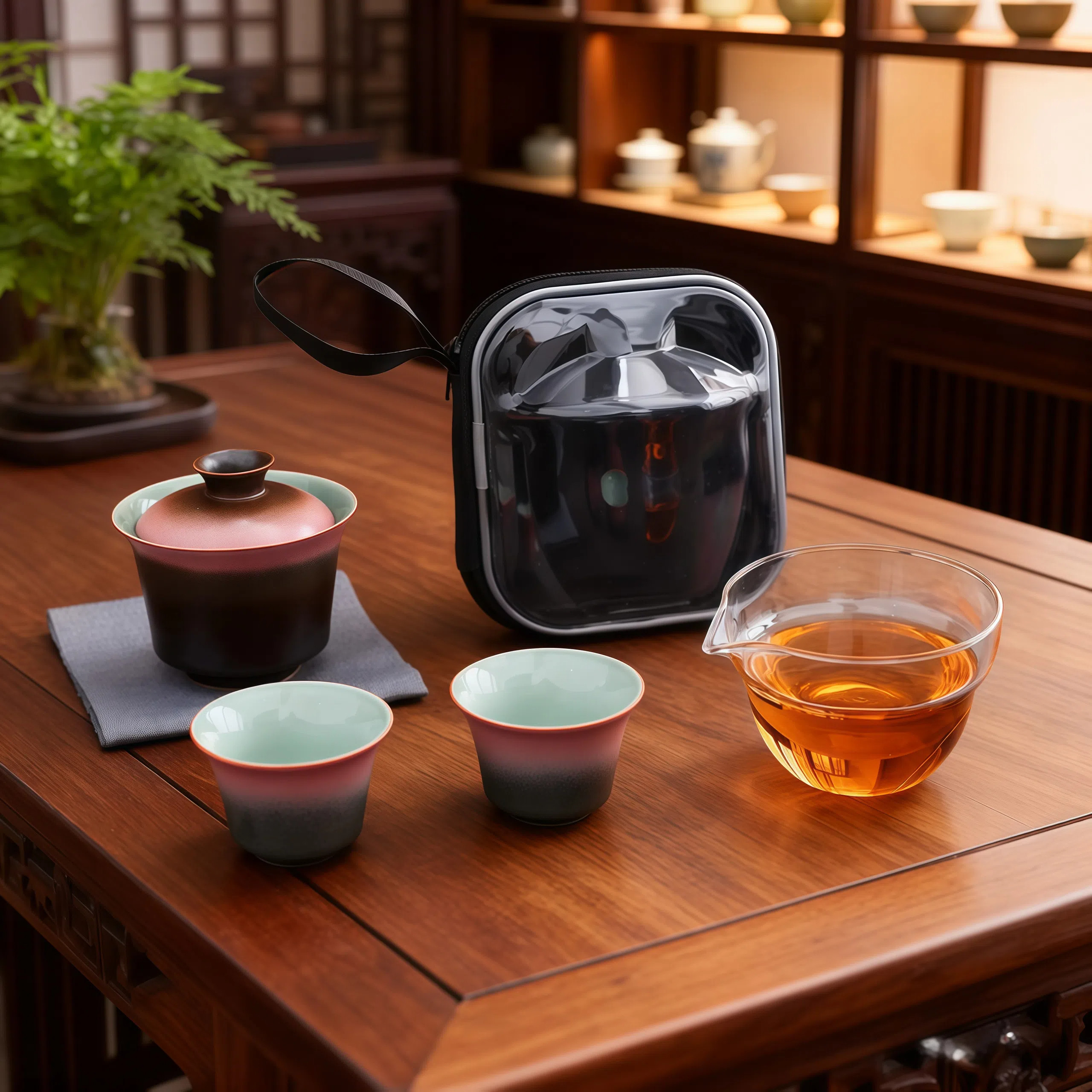 旅行茶具套装复古便携式随身快客杯悬停陶瓷窑变盖碗茶杯功夫茶具,餐饮具,旅行茶具,淘宝优惠券,粉丝福利购,淘宝优惠卷