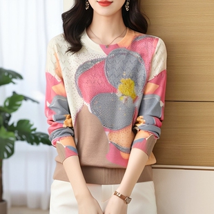 古嘉子2025春季新款打底衫天丝羊毛衫圆领薄毛衣针织衫女上衣9624