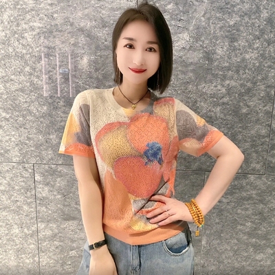 2025夏季新款圆领短袖针织衫上衣