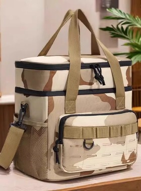 跨境迷彩保温包加大户外野餐包手提保温箱保温袋子保冷保鲜露营包