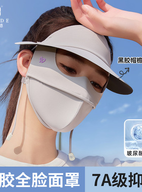 新款防晒口罩脸基尼黑胶帽檐夏季遮阳防紫外线全脸冰丝防晒面罩女