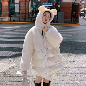大货 25冬羊羔毛拼接炫彩兔耳朵棉衣2D116-8213-P175K258图片