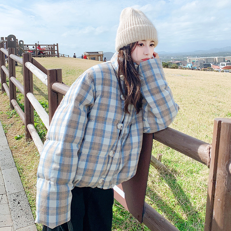 大货25冬羊毛呢格纹90白鸭绒羽绒服2D116-3186-P325K478,女装羽绒服,2D116