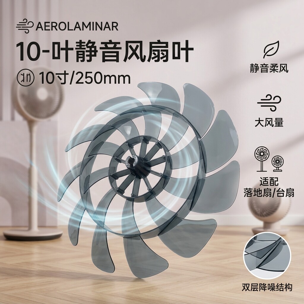 10寸250mm电风扇风叶10叶子图片
