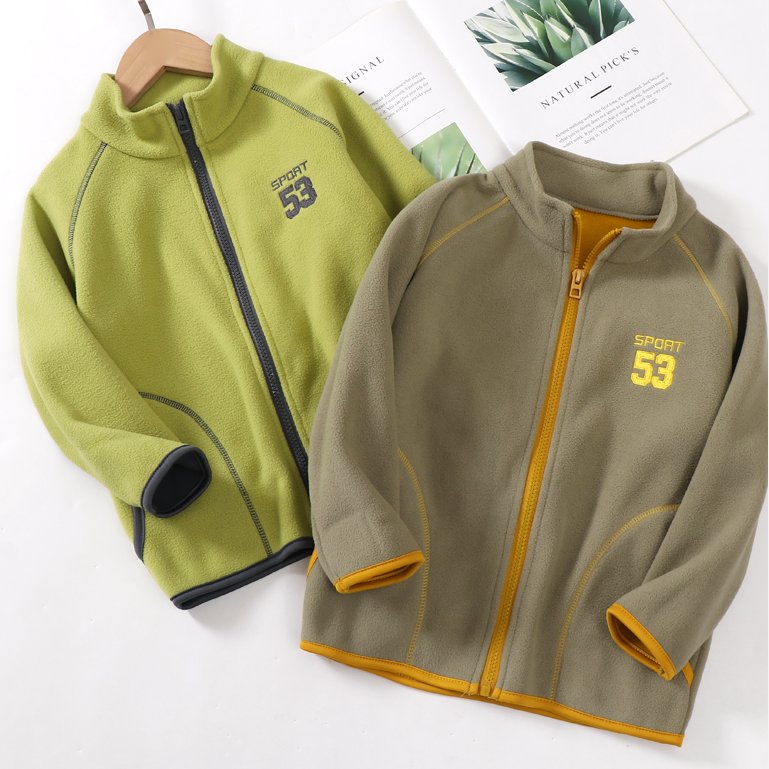 品牌A类秋冬男女儿童摇粒绒刺绣外套保暖防风休闲运动款110-180码