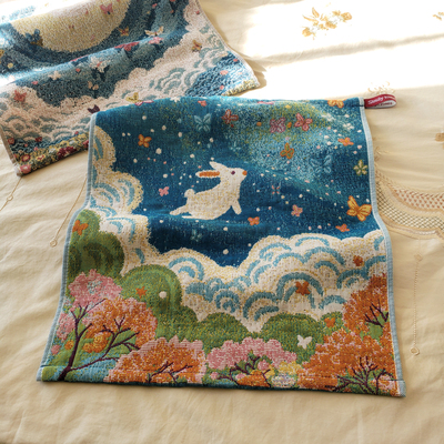 让这国风画卷带你沉浸式坠入仙境美梦 3层纯棉纱布色织方艺术毛巾