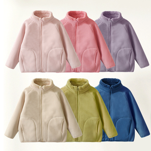 秋冬双层加厚摇粒绒复合舒棉绒纯色外套男女学生保暖外套儿童亲子