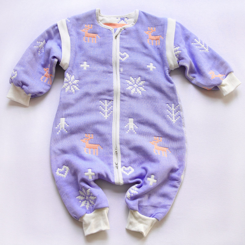 微瑕处理！春秋升级版无骨接缝六层纱布分腿式宝宝睡袋 包邮